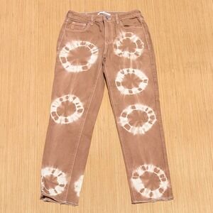 Pacsun Jeans Eco Tan Tie Dye Boho Hippie High‎ Waist Raw Hem Mom Jeans 24